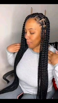 #braid #knotlessbraids #protectivehairstyle Big Cornrows Hairstyles, Big Twist Braids Hairstyles, Loose Braid Hairstyles, Protective Styles For Natural Hair Short, Latest Braided Hairstyles, Short Hair Twist Styles, Cornrows Braids For Black Women, Big Box Braids