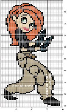 a cross stitch pattern with an image of a cartoon character in the style of pixelons