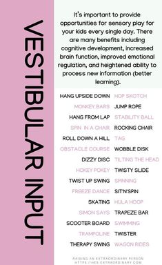 Vestibular Activities, Sensory Disorder, Vestibular System, Pediatric Physical Therapy, Pediatric Occupational Therapy