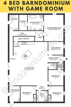 the floor plan for a bedroom with game room