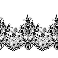 a black and white lace border with flowers on it's edges, in the shape of an ornate design