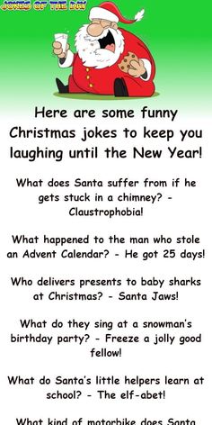 a christmas joke with santa clause on the front and back, which reads there are some funny