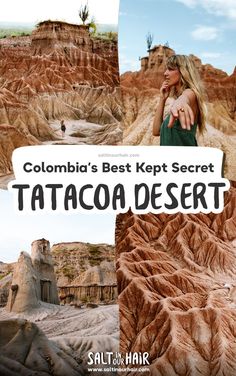 the collage shows different desert scenes with text that reads, colombia's best kept secret taco desert