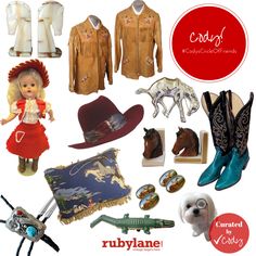 there are many items that include cowboy hats, boots, and other things on this page