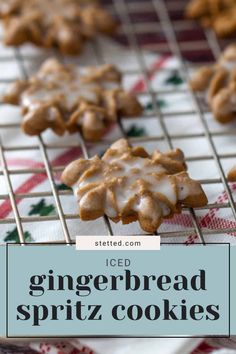 Iced gingerbread spritz cookies are a delightful cookie for the holidays. Use a spritz cookie press to make your favorite shapes. Gingerbread Spritz Cookie Recipe, Gingerbread Spritz Cookies, Spritz Cookie Press, Cookie Press Recipes, Spritz Cookie, Iced Gingerbread, Spritz Cookie Recipe, Spritz Cookies