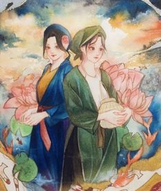 Vietnamese Artwork, Vietnam Drawing, Rich Anime, Viet Art, Ancient Vietnam, Ancient Drawings, Beautiful Vietnam, Lotus Flower Art, Vietnam Art