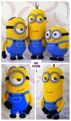 crochet despicable minion amigurma doll with free pattern and instructions