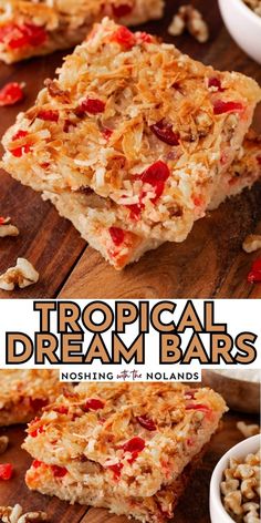 tropical dream bars are made with coconut, oats and sunflower seeds for a delicious treat