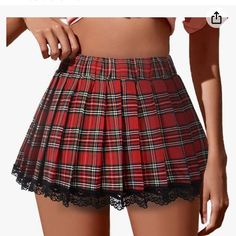 Nwt Avidlove Super Cute High Waisted Pleated Multiple Colors Plaid A-Line Mini Skaters Skirt, Stretchy Waistband, 95% Percent Polyester 5% Is Spandex And Washable Or Dry Clean ,Black Lace Details All Around The Bottom Portion. Size L.(Colors R Little Different With The One On The Model) It Has Some Green Red Black.. Please Check All The Photos For Measurements And Details. Reasonable Offers Welcome. Bundles Of Two Or More Discount.. Cute Fitted Mini Tennis Skirt, Cute Fitted Mini Skirt For School, Cute Fitted Tennis Skirt For School, Cute Fitted Tennis Skirt, Cute Fitted Red Skirt, Cute Mini Skirt For Fall, Cute Skort For School, Cute Fitted Mini Pleated Skirt, Cute Fitted Skirt For School