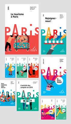 four different posters with the words paris on them