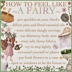 how to feel like a fairy poster with pictures and words on it, including an image of a baby's prammode