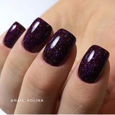 Glitter Dark Purple Nails, Wine Colored Dip Nails, Plum Glitter Nails, Dark Purple Sparkle Nails, Dark Purple Dip Nails, Dark Purple Sparkly Nails, Dark Purple Nails With Glitter, Dark Glitter Nails, Dark Plum Nails