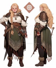 Cool Ren Faire Outfits, Female Druid Cosplay, Dnd Clothes Reference, Viking Character Design Female, Nordic Character Design, Character Art Sketches, Adventurers Outfit, Dnd Character Outfits, Dnd Costume