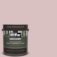 a paint can with the words behr premium plus ultra in white and black on it