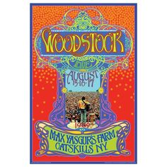 the poster for woodstock's concert in may, featuring an image of two men on