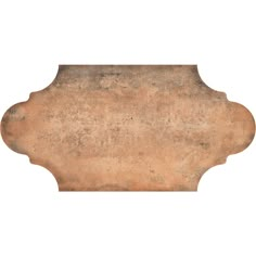 an old, worn and stained piece of paper with a scalloped edge on a white background