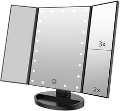 the lighted vanity mirror is on display