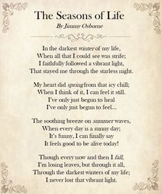 the seasons of life poem on parchment paper