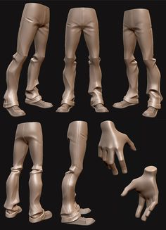 the legs and hands of an adult male mannequin are shown in different positions