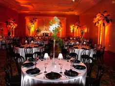 a banquet room set up for an event