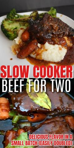 the cover of slow cooker beef for two