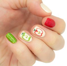 Apple Nail Art Fall, Apple Nail Design, Apple Nails Design, Apple Nails, Design For Nails, Teacher Nails, Nail Challenge