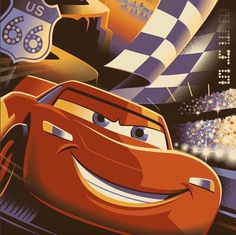 the cars movie poster is shown in this image