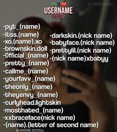 a person holding a cell phone in front of their face with the words username on it