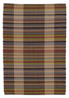 a multicolored plaid rug on a white background