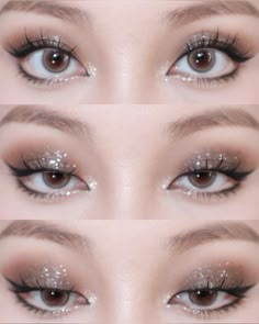 Seasonal Makeup, Silver Eye Makeup, Creative Makeup Looks, Baddie Makeup, Makeup For Beginners, Asian Makeup