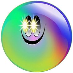 an image of a smiley face in the center of a rainbow colored circle with light coming from it