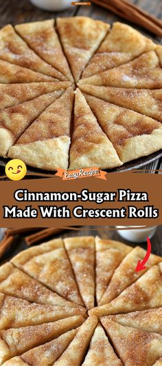 cinnamon sugar pizza made with crescent rolls