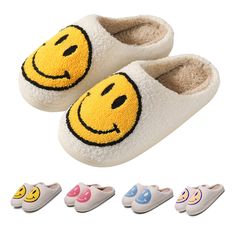 PRICES MAY VARY. [Retro Smile Design] Soft and plush, the smile face pattern on the upper part of the slippers follows the fashion trend. hope you can be happy every day [Soft Rubber Padded Non-slip Sole] The bottom of the slippers adopts special craftsmanship and is manually stitched by a high-grade sewing machine, which is not easy to tear and open the thread. [Preppy Slippers] A good day starts with wearing these smiling face slippers with preppy clothes, The plush on the upper part of the sl Fuzzy Slides, Laughing Face, Preppy Women, Yellow Smiley Face, Memory Foam Shoes, Plush Slippers, Indoor Slippers, Cute Slippers, Winter Comfort