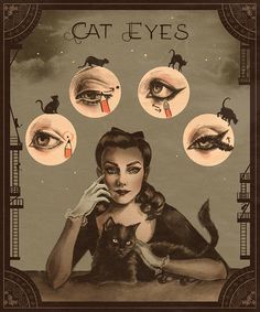 Sarahseeanderson on Tumblr created this beautiful artwork. Check her out- she's also the author of Doodle Time Cat Eye Makeup Tutorial, Sarah Andersen, Different Eyes, Cat Eye Makeup, Smink Inspiration, Makijaż Smokey Eye, Cat Eyes, Vintage Cat