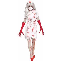 Horror Nurse Costume For Ladies (Sizes 2-8) Horror Nurse, Zombie Nurse Costume, White Nurse Dress, Zombie Nurse, Nurse Halloween Costume, Carnival Dress, Horror Costume, Bride Costume, Zombie Costume