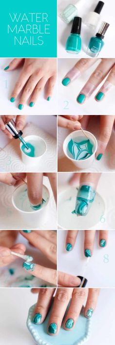 Easy Ways to Paint Nails - Water Marble Nails - Quick Tips and Tricks for Manicures at Home - Nail Designs and Art Ideas for Simple DIY Pedicures and Manicure at Home - Hacks and Tutorials with Cool Step by Step Instructions and Tutorials - DIY Projects and Crafts by DIY JOY Marble Nails Tutorial, Stone Nails, Diy Nails Easy, Nailart Tutorial, Water Marble Nail Art, 2019 Nails, Diy Pedicure, Unghie Sfumate, Water Marble Nails