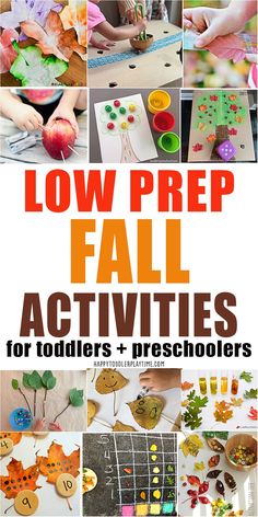 an image of fall activities for toddlers and preschoolers