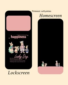 the back side of a phone case with an image of two rabbits and one bunny on it