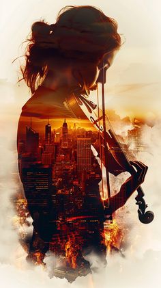 #DoubleExposure #Violinist #MoviePoster #Silhouette #NegativeSpace #Rooftop #Chaos #Stylize #Raw #9:16AspectRatio #TheCandie Rooftop Background, Movie Poster Photoshop, Art In Home, Red Architecture, Inspirational Digital Art, Importance Of Art, Photoshop Poster