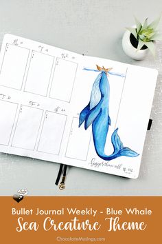 Monthly Bullet Journal Layout, Tiny Boat, March Bullet Journal, Whale Theme, Bullet Journal Paper, Weekly Layout, Plan With Me