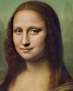 a painting of a woman with long red hair and brown eyes, wearing a gold necklace