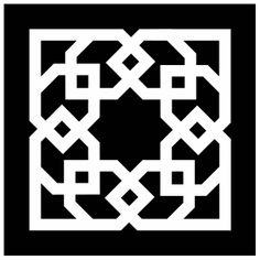 a black and white square with an intertwined design