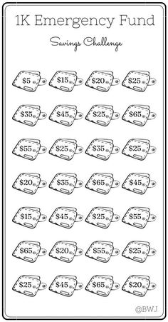 the printable emergency fund worksheet for students to learn how to save money