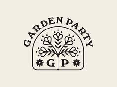 the garden party logo is shown in black and white, with an arch above it