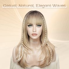 Blonde With Black Roots, Blonde With Black, Long Blonde Wig, Grey Blonde, Black Roots, Blonde Wigs, Wave Wig, Best Wigs, Natural Waves