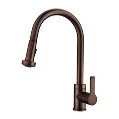 the kitchen faucet is shown in bronze