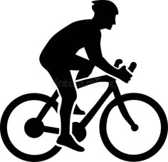 the silhouette of a man riding a bike with a bottle in his hand royalty illustration