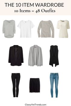 10 Items 30 Outfits, 4 By 4 Wardrobe, 10 Item Wardrobe, Wardrobe For Women, Classy Yet Trendy