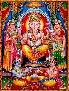 an image of lord ganesha and his family