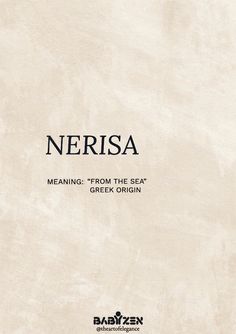 the cover of nerisa meaning from the sea by greek origin, written in black ink